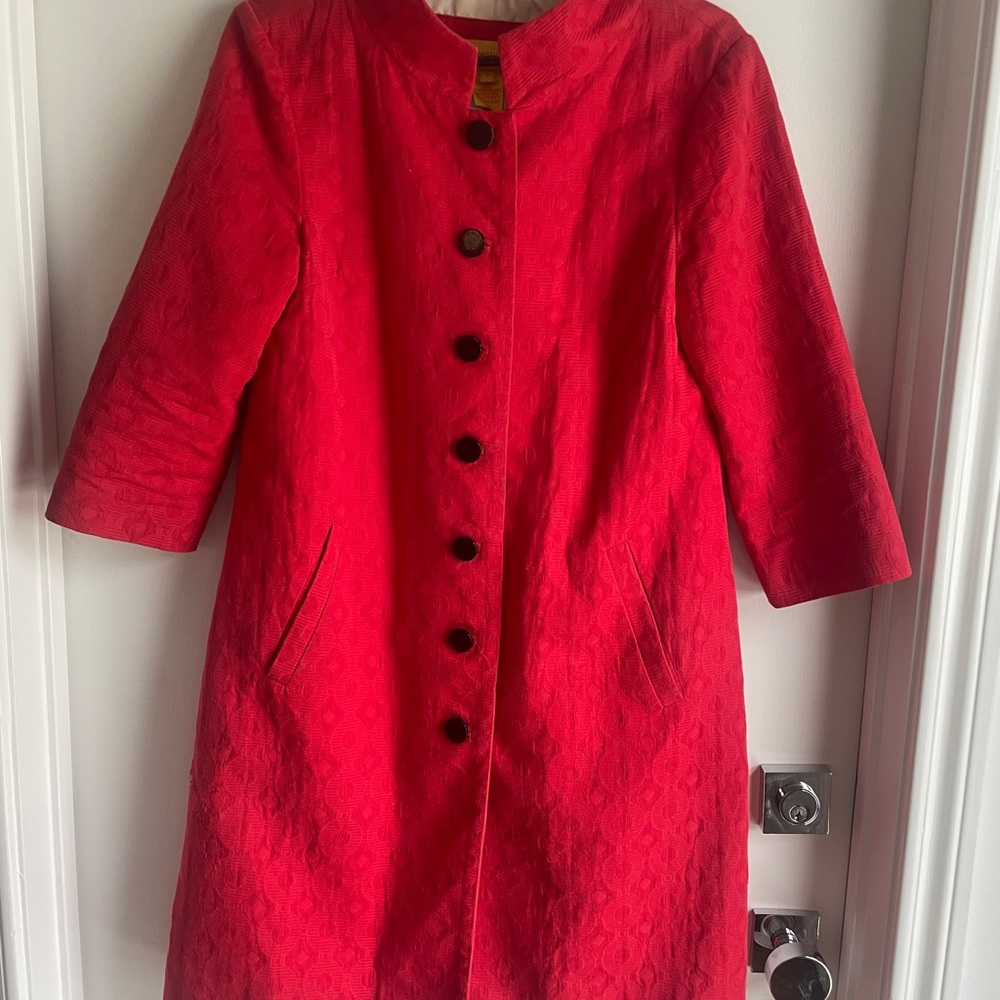 Catherine Malandrino Red Cotton Overcoat size 6